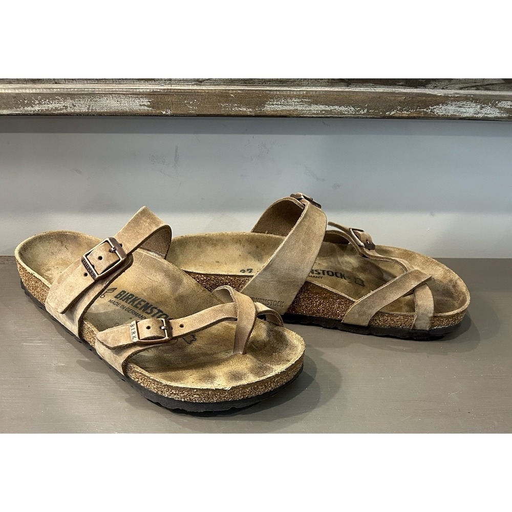 Birkenstock MAYARI Slide Sandals‎ Brown Leather Women's Size 7/38 - Picture 2 of 6